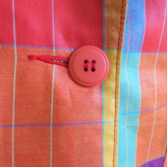SOLD Vintage Blazer Plaid Vibrant Pockets Lite Union 14 - Picture 4 of 10
